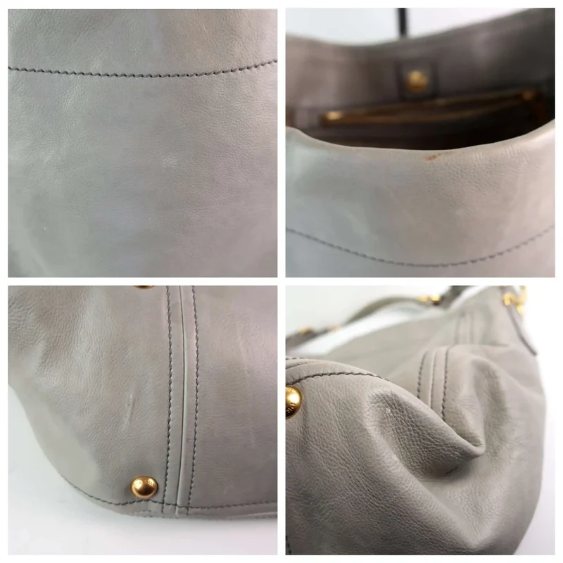 Prada Grey Hobo Leather Bag