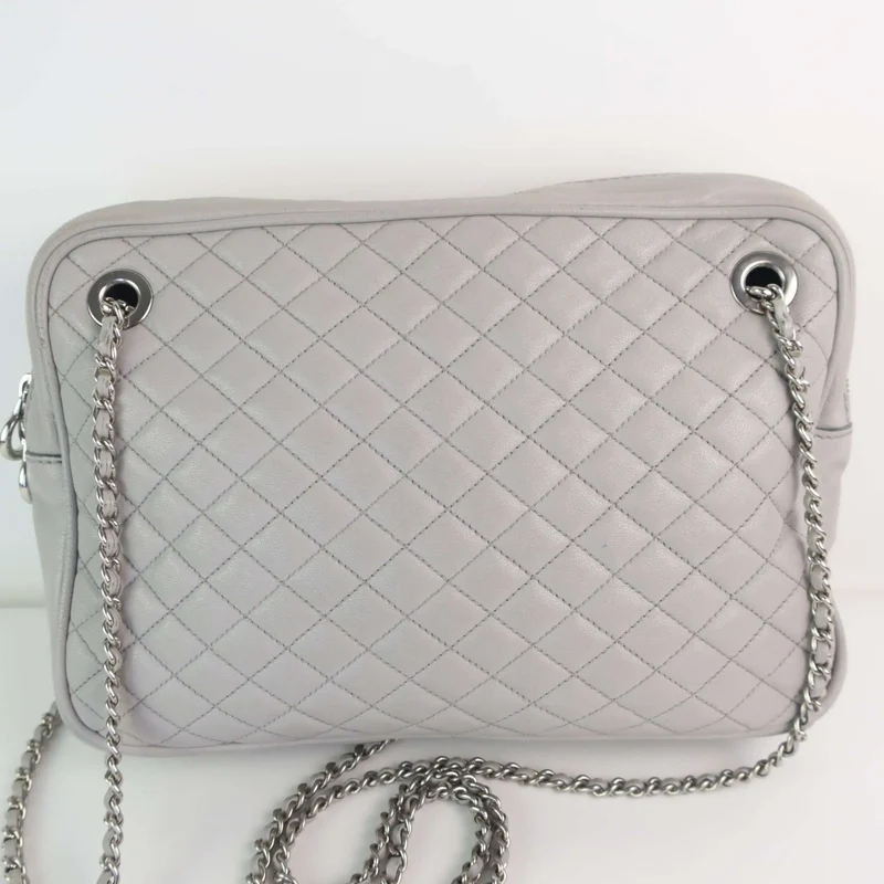 Dolce & Gabbana Light Grey Quilted Lily Glam Leather Bag