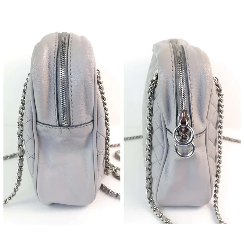 Dolce & Gabbana Light Grey Quilted Lily Glam Leather Bag