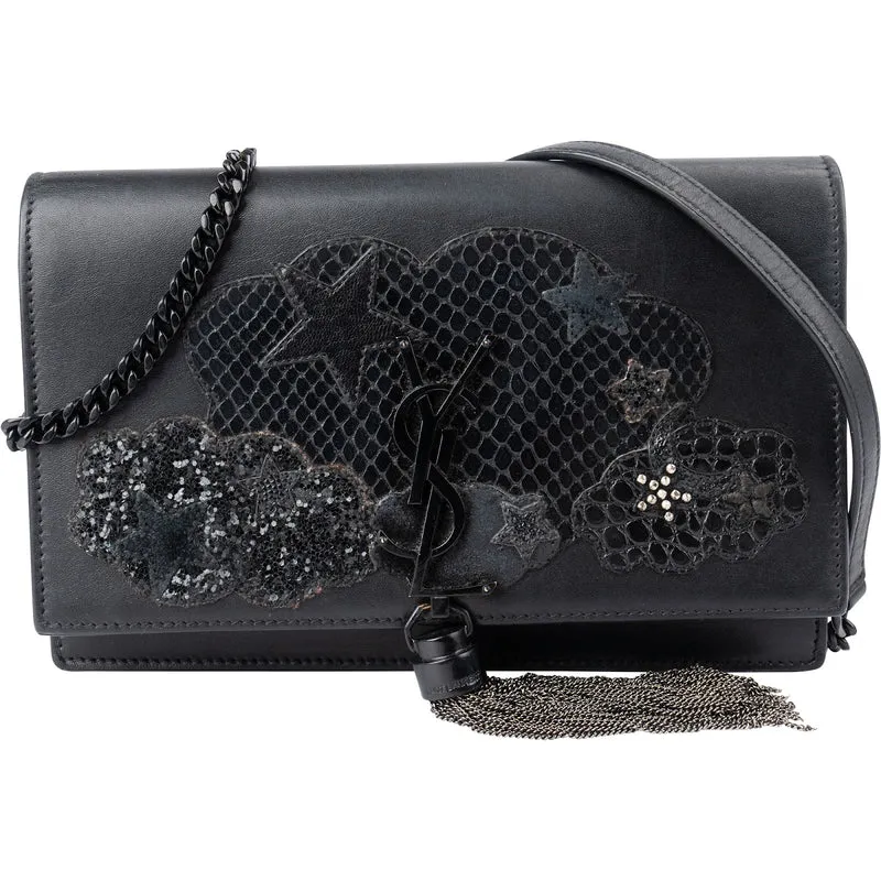 Saint Laurent Leather Kate Tassel Cloud & Star Appliqué Crossbody Bag