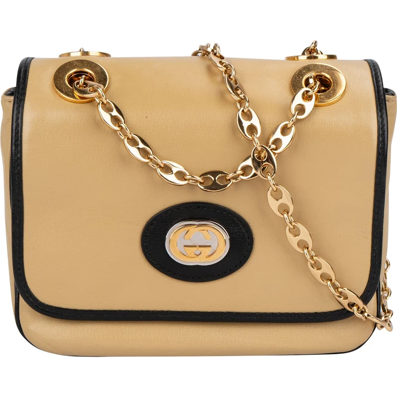 Gucci Leather GG Vintage Marina Chain Double Flap Crossbody Bag