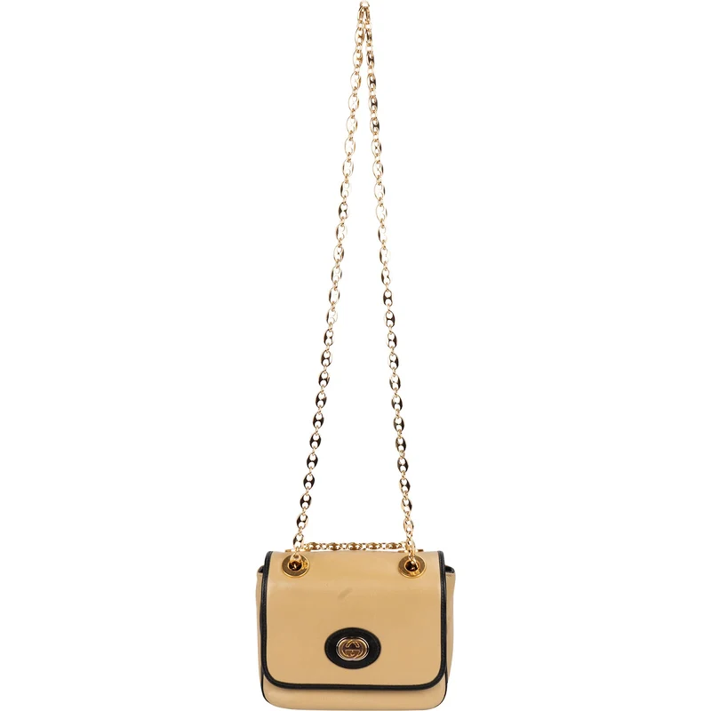 Gucci Leather GG Vintage Marina Chain Double Flap Crossbody Bag