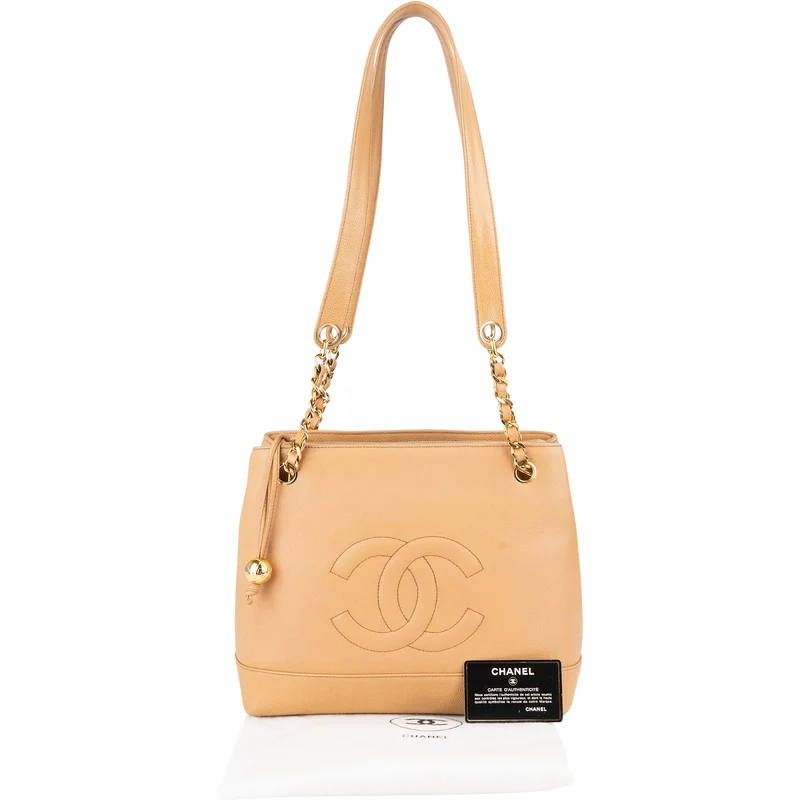 Chanel Caviar Leather CC Tote Shoulder Bag