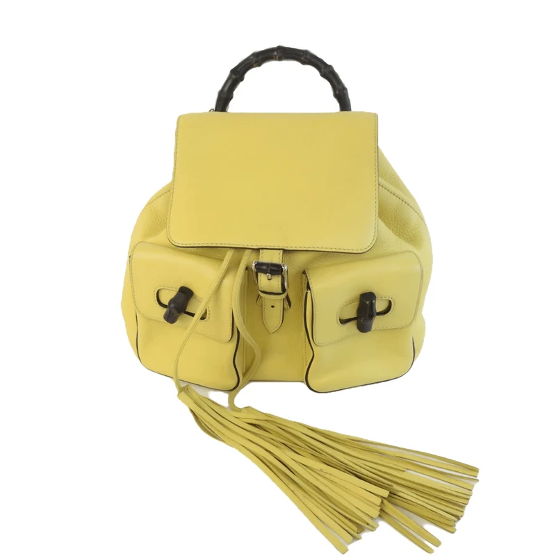 Gucci Calfskin Medium Bamboo Backpack Mimosa Flower