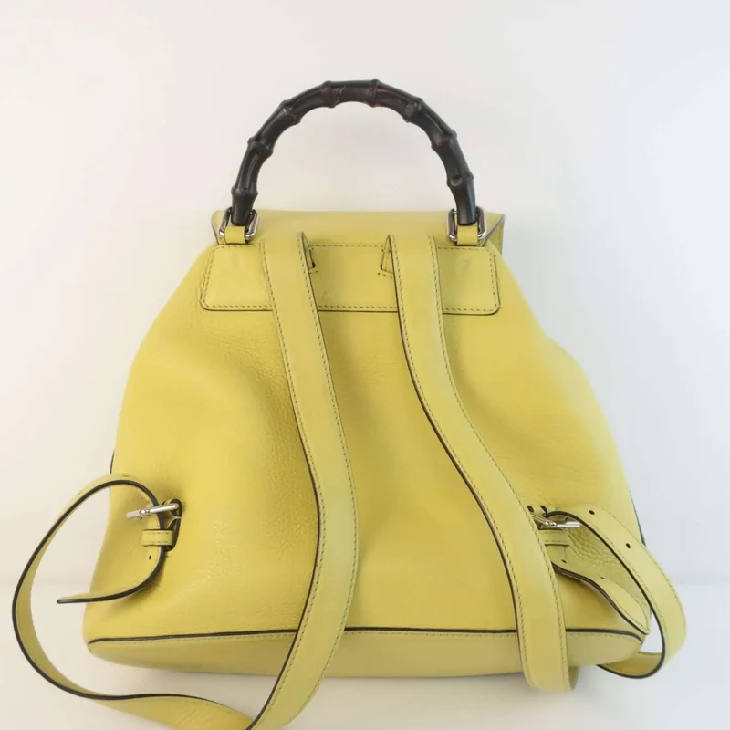 Gucci Calfskin Medium Bamboo Backpack Mimosa Flower