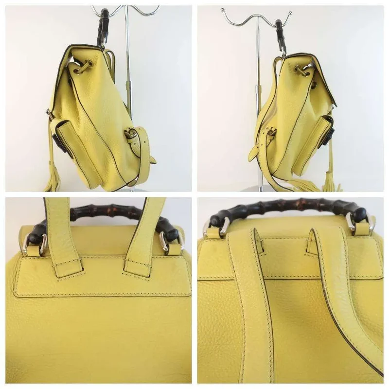 Gucci Calfskin Medium Bamboo Backpack Mimosa Flower