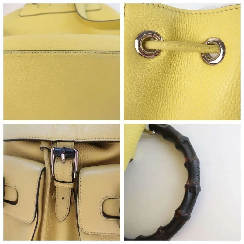 Gucci Calfskin Medium Bamboo Backpack Mimosa Flower