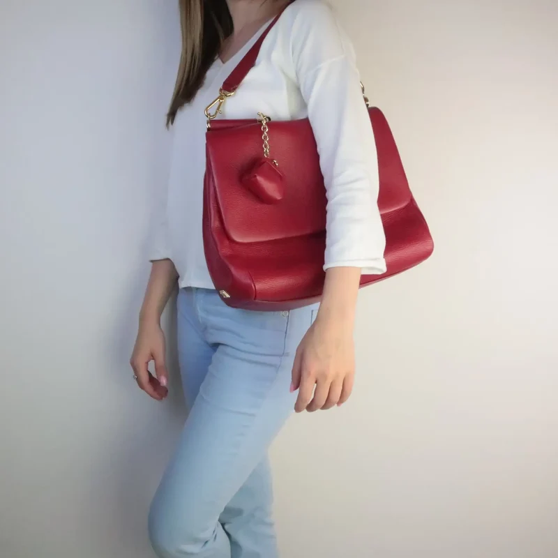 Dolce Gabbana Red Leather Soft Miss Sicily Bag