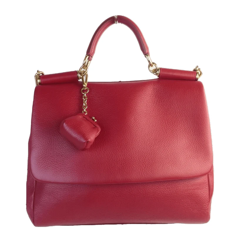 Dolce Gabbana Red Leather Soft Miss Sicily Bag