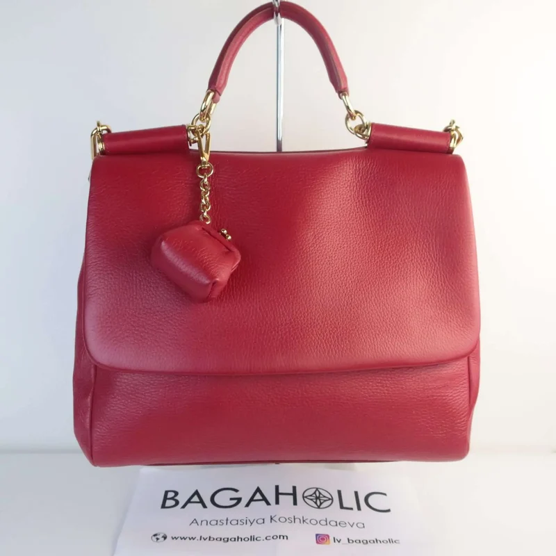 Dolce Gabbana Red Leather Soft Miss Sicily Bag