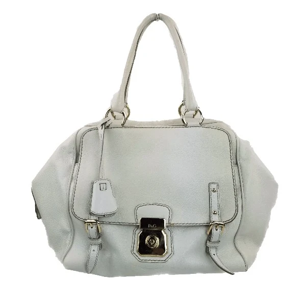Dolce Gabbana White Goat Leather Large Handbag