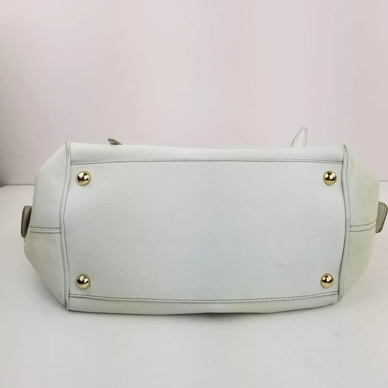 Dolce Gabbana White Goat Leather Large Handbag