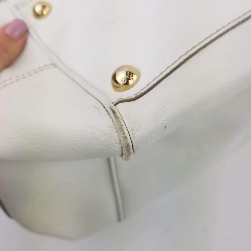 Dolce Gabbana White Goat Leather Large Handbag