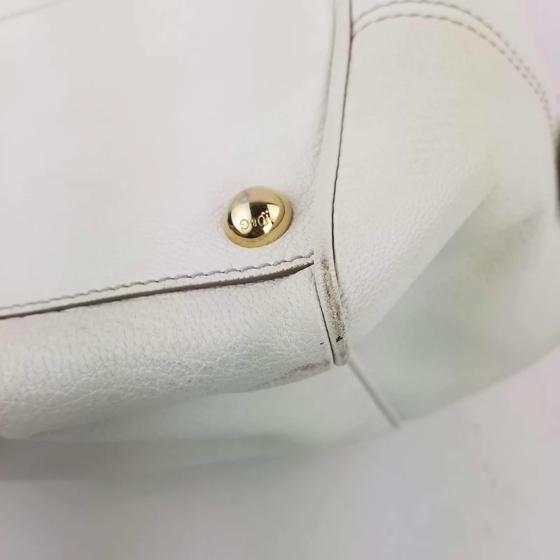 Dolce Gabbana White Goat Leather Large Handbag
