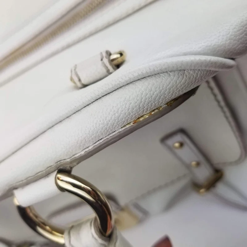 Dolce Gabbana White Goat Leather Large Handbag