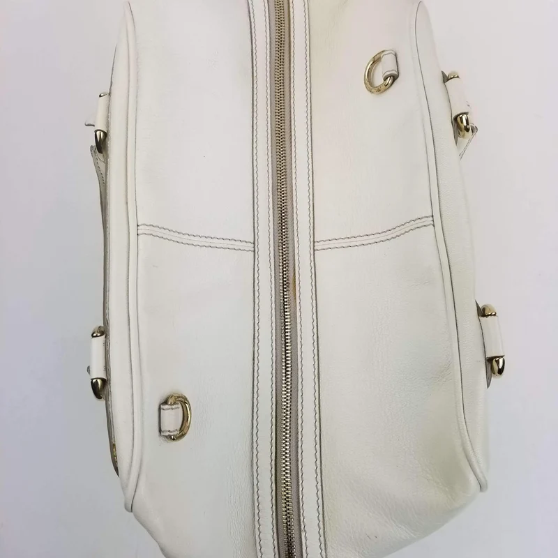 Dolce Gabbana White Goat Leather Large Handbag