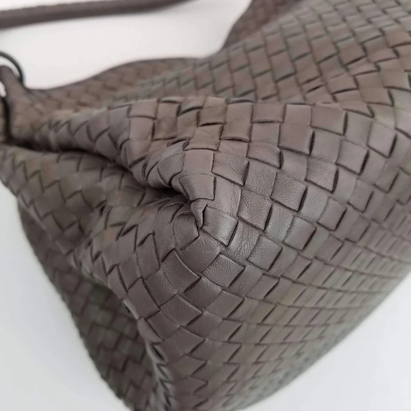 Bottega Veneta Grey Intrecciato Woven Nappa Leather Parachute Bag