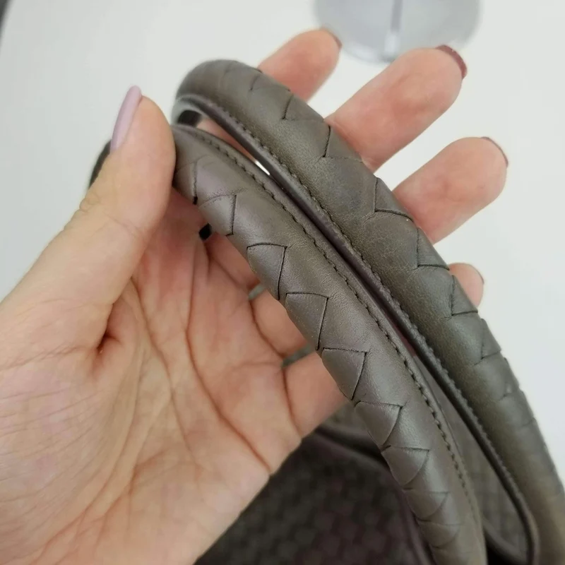 Bottega Veneta Grey Intrecciato Woven Nappa Leather Parachute Bag
