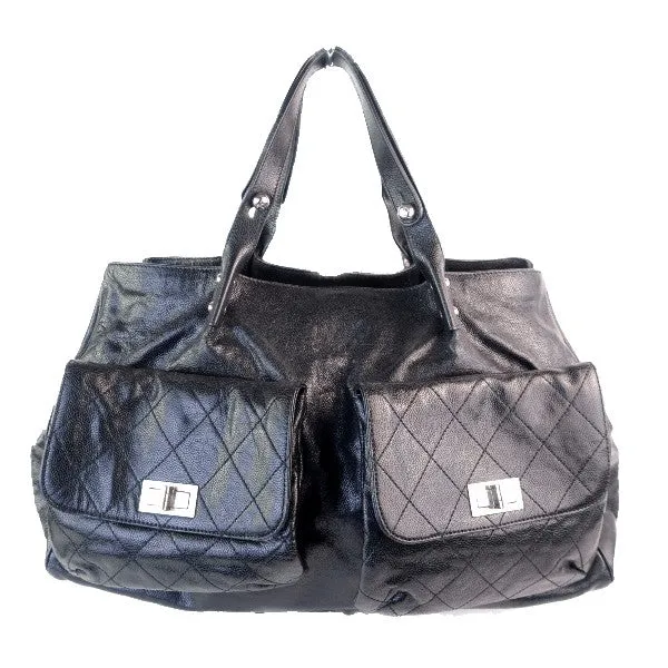 Chanel Black Grained Leather Pocket In the City Bag