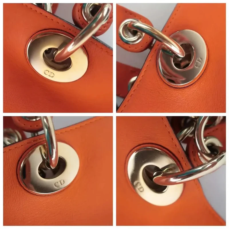 Dior Orange Calfskin Leather Diorissimo Large Tote Bag