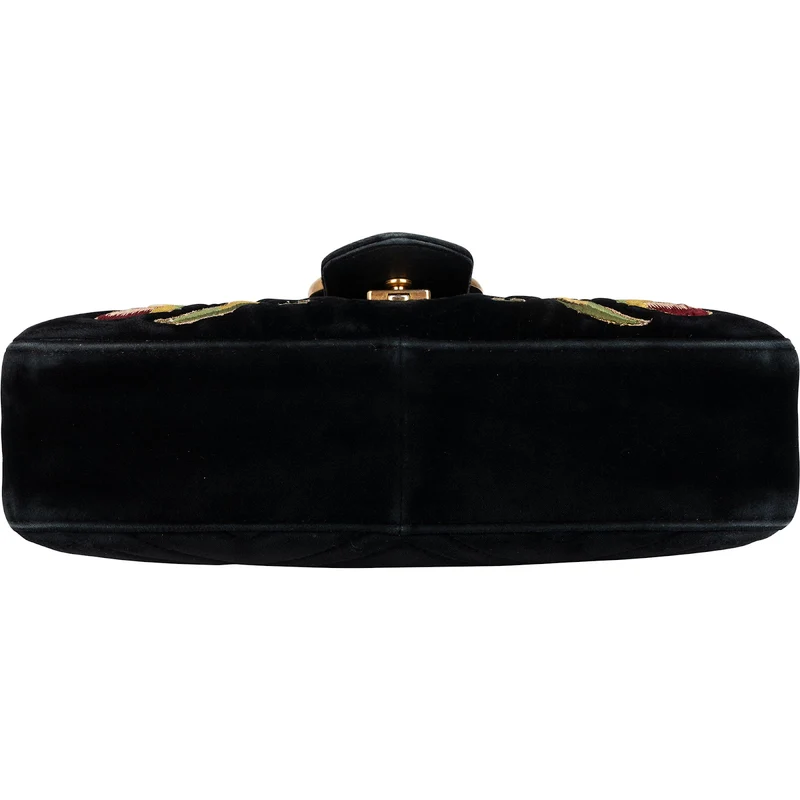 Gucci Monogram Velvet Small GG Marmont 'Loved' Embroidered Shoulder Crossbody Bag