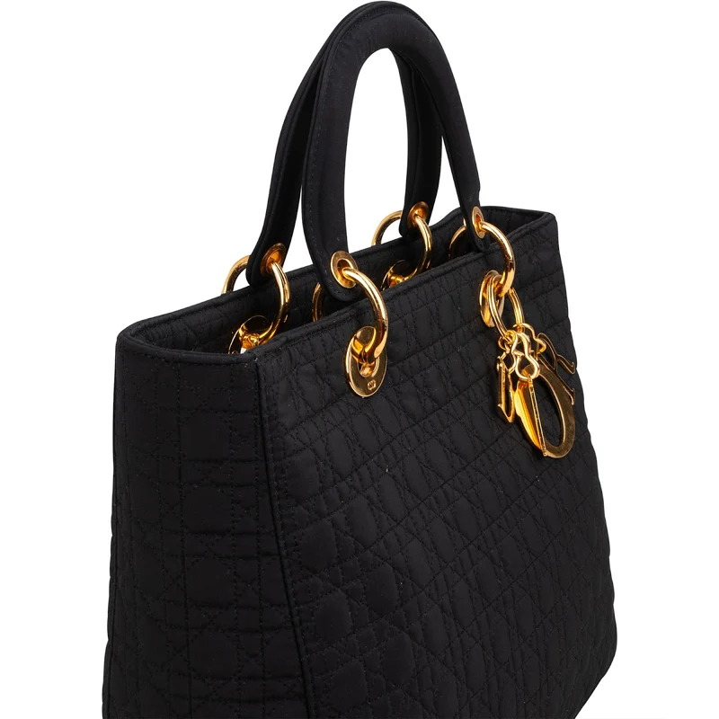 Christian Dior Quilted Nylon Cannage Lady Dior Handbag