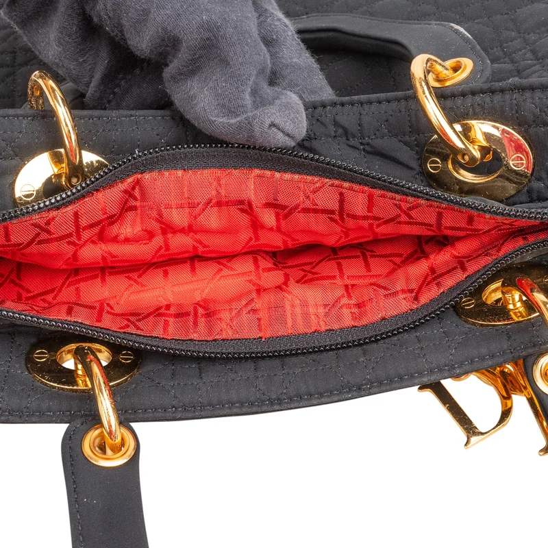 Christian Dior Quilted Nylon Cannage Lady Dior Handbag