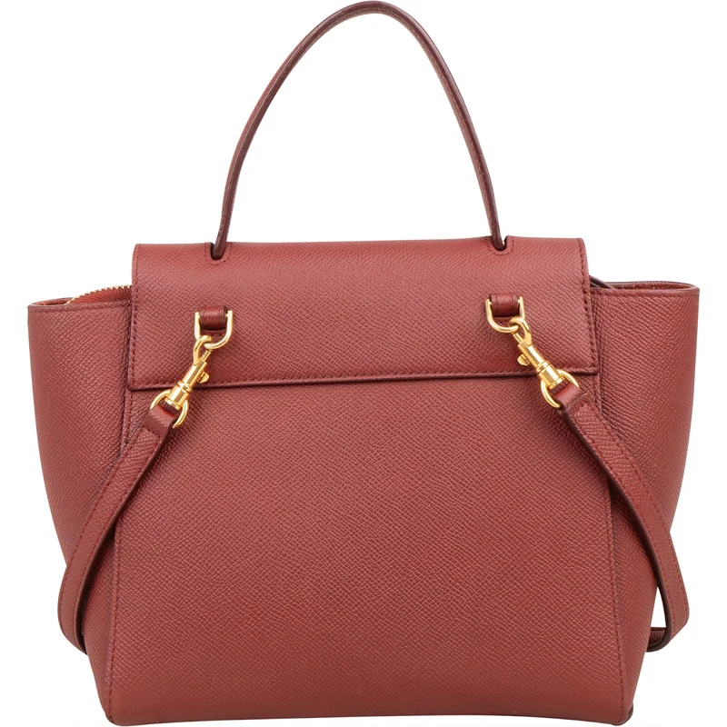Céline Red Grained Calfskin Nano Belt Handbag