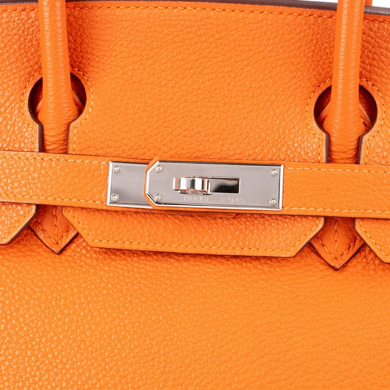 Hermès Orange H Taurillon Clemence Leather Palladium Birkin 30 Handbag