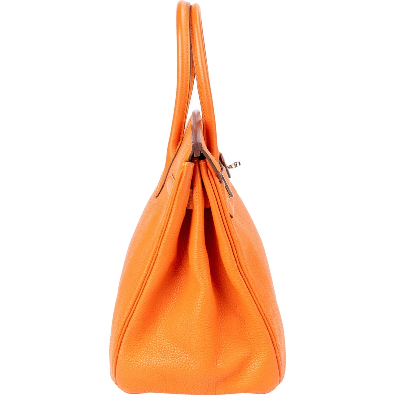 Hermès Orange H Taurillon Clemence Leather Palladium Birkin 30 Handbag