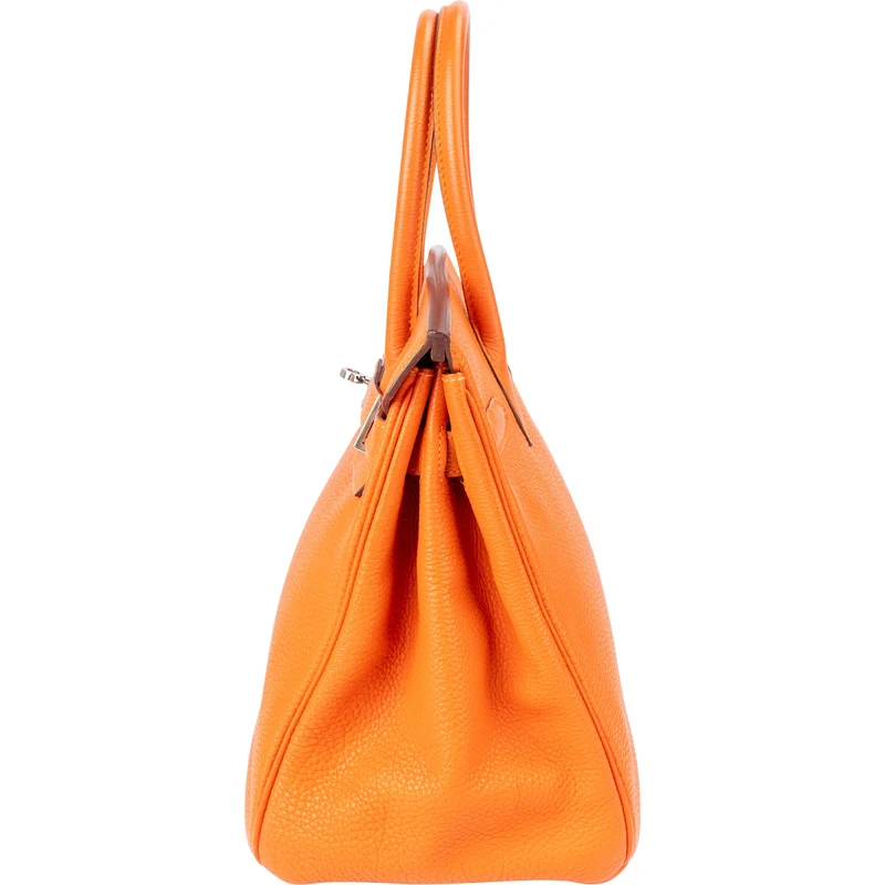 Hermès Orange H Taurillon Clemence Leather Palladium Birkin 30 Handbag