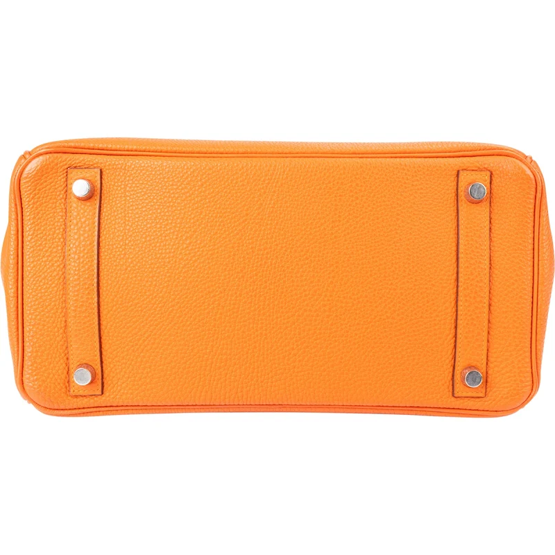 Hermès Orange H Taurillon Clemence Leather Palladium Birkin 30 Handbag