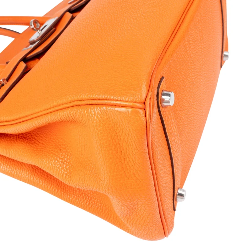 Hermès Orange H Taurillon Clemence Leather Palladium Birkin 30 Handbag