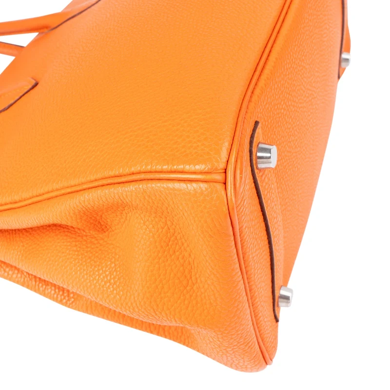Hermès Orange H Taurillon Clemence Leather Palladium Birkin 30 Handbag