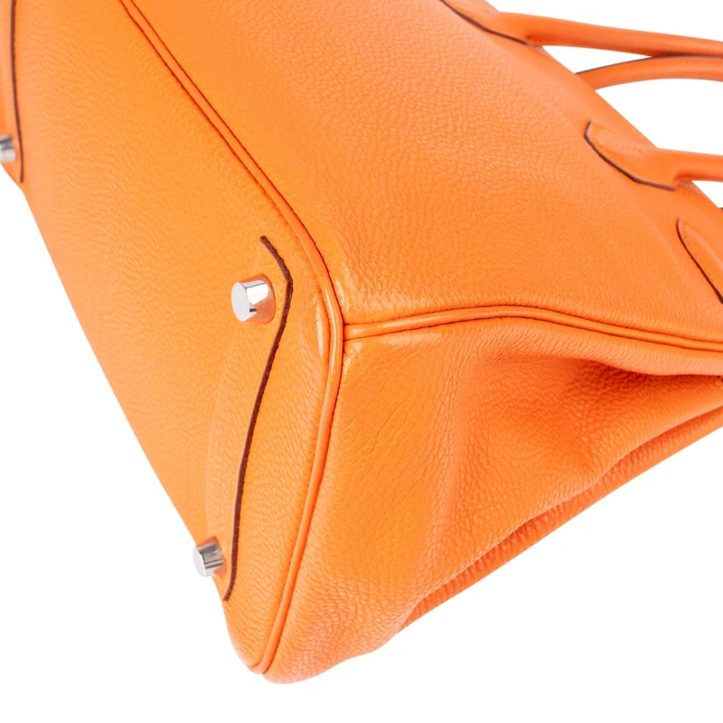 Hermès Orange H Taurillon Clemence Leather Palladium Birkin 30 Handbag