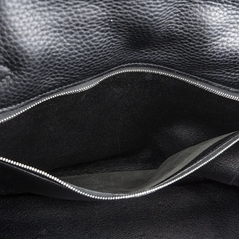Hermès Noir Clemence Leather Palladium Kelly 32 Handbag