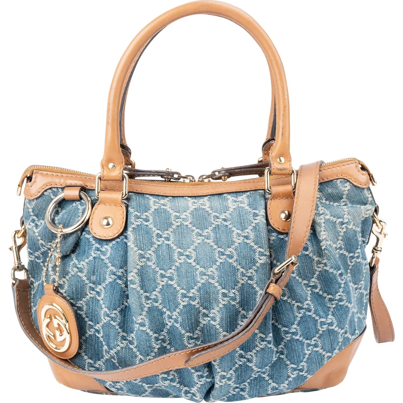 Gucci Monogram Denim GG Sukey Handbag