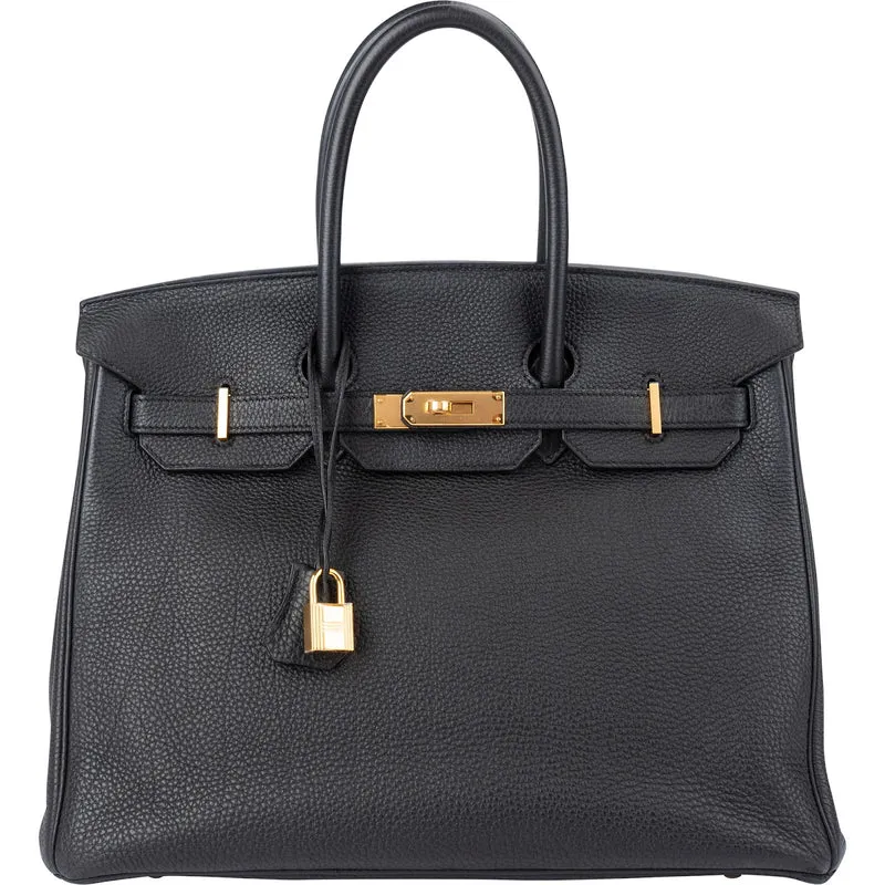 Hermès Noir Veau Togo Leather Gold Birkin 35 Handbag
