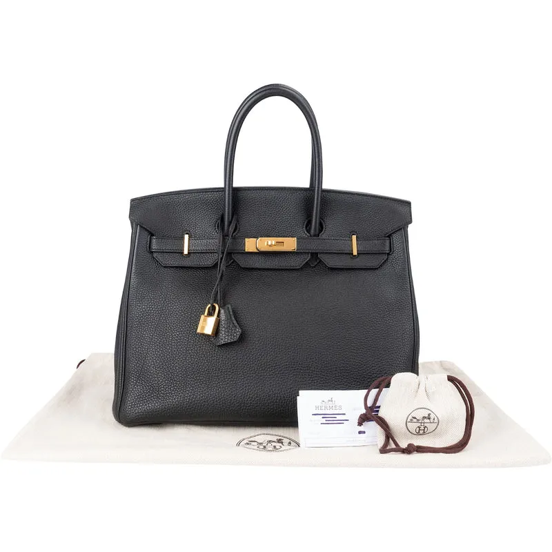 Hermès Noir Veau Togo Leather Gold Birkin 35 Handbag