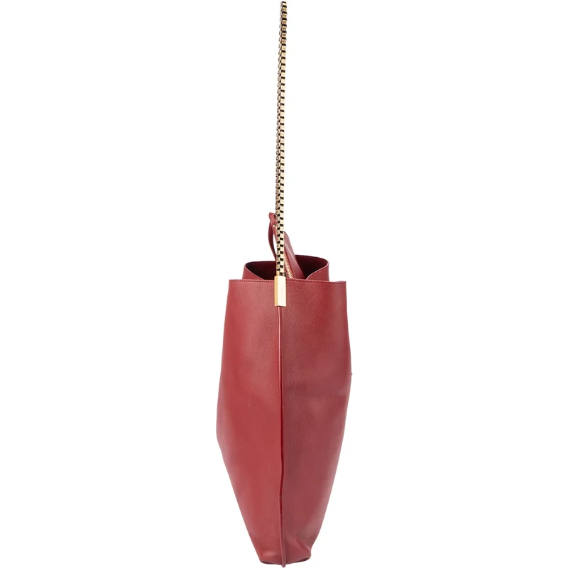 Saint Laurent Red Leather Talitha Suzanne Medium Bucket Shoulder Bag