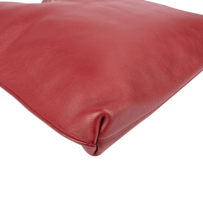 Saint Laurent Red Leather Talitha Suzanne Medium Bucket Shoulder Bag
