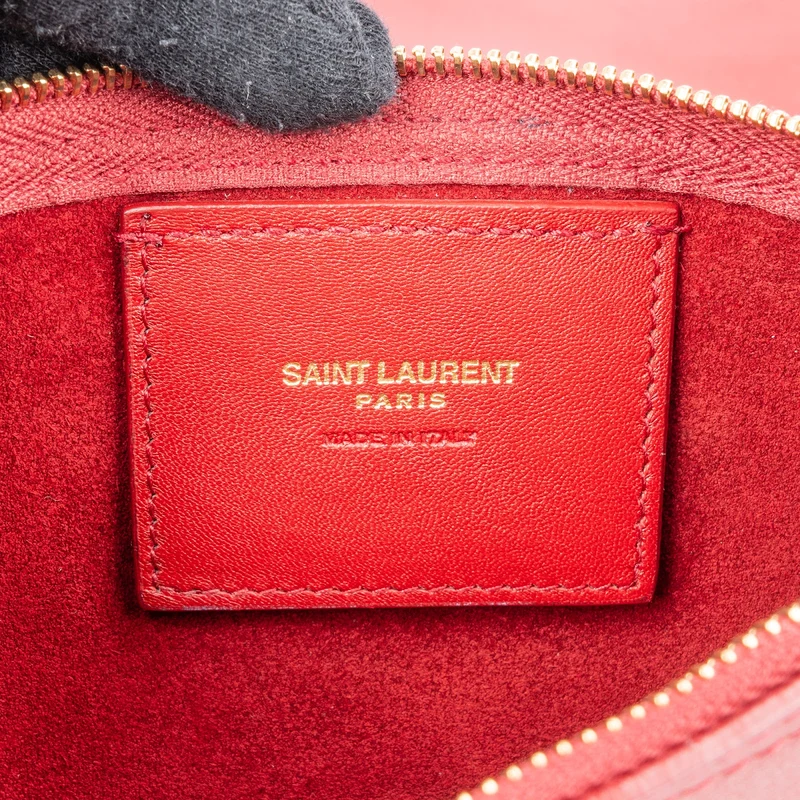 Saint Laurent Red Leather Talitha Suzanne Medium Bucket Shoulder Bag