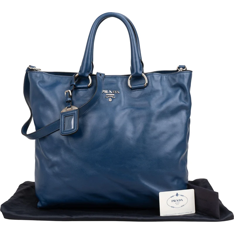 Prada Soft Calf Leather Tote Shoulder Bag