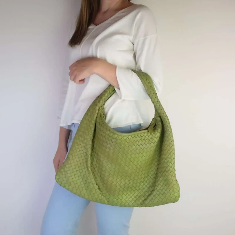 Bottega Veneta Green Intrecciatto Shoulder Hobo bag