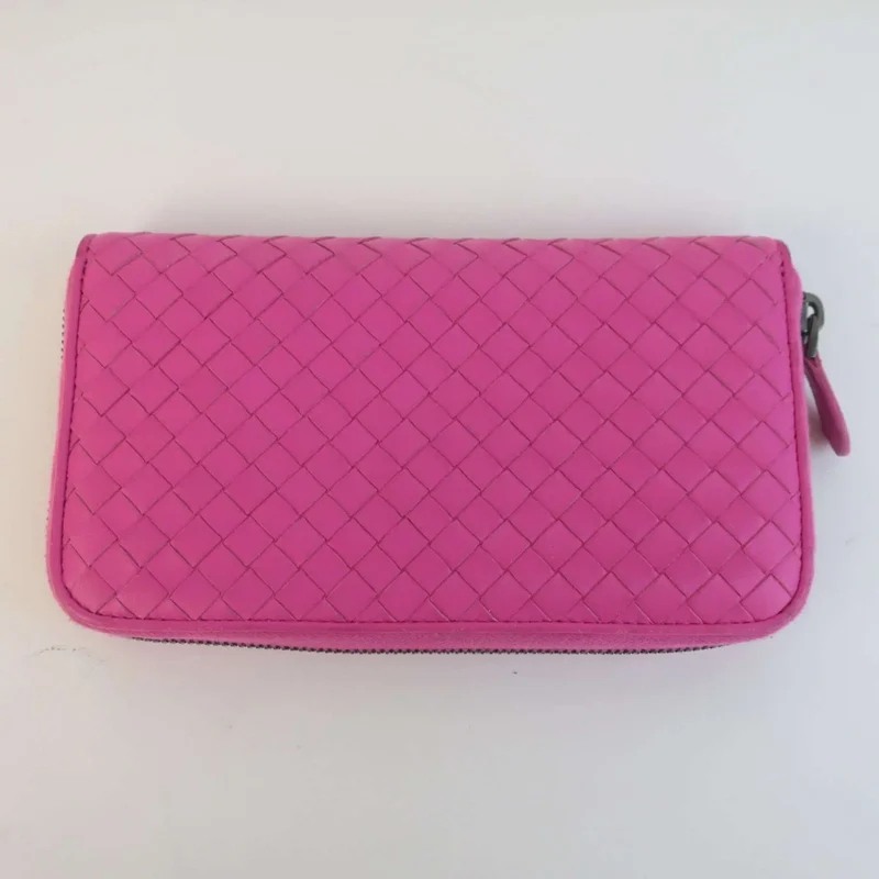Bottega Veneta Pink Intrecciato Nappa Leather Wallet