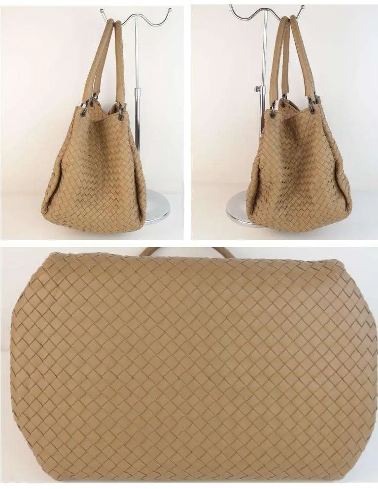 Bottega Veneta Beige Intrecciato Woven Nappa Leather Parachute Bag