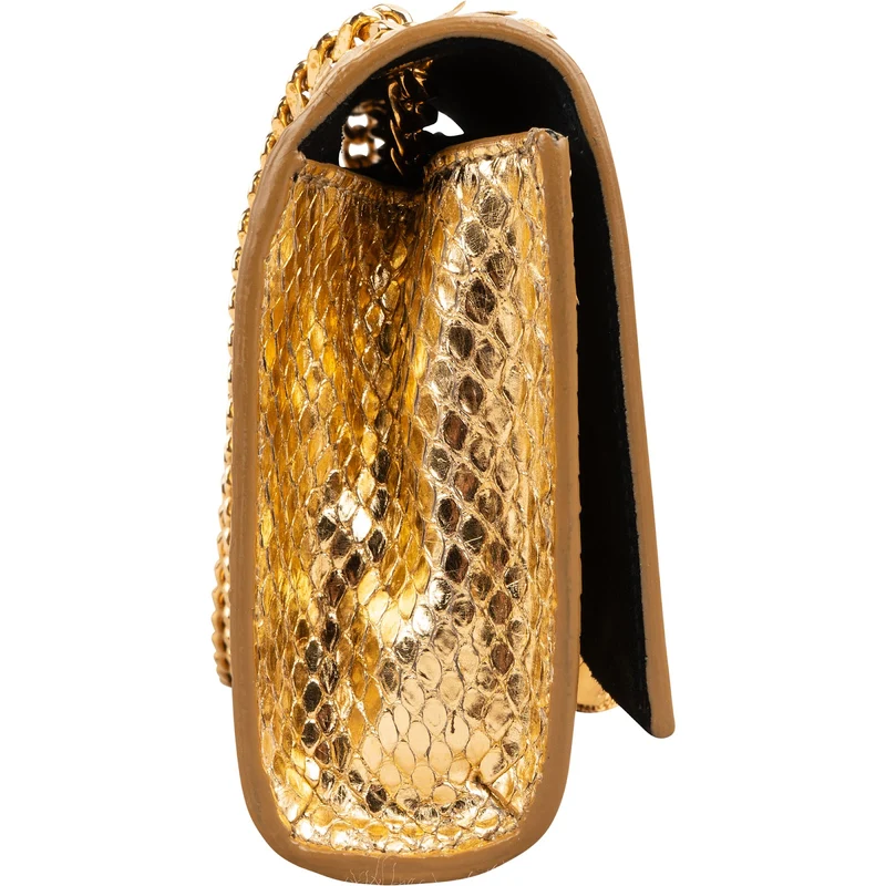 Yves Saint Laurent Gold Python-Embossed Leather Mini Kate Tassel Crossbody Bag