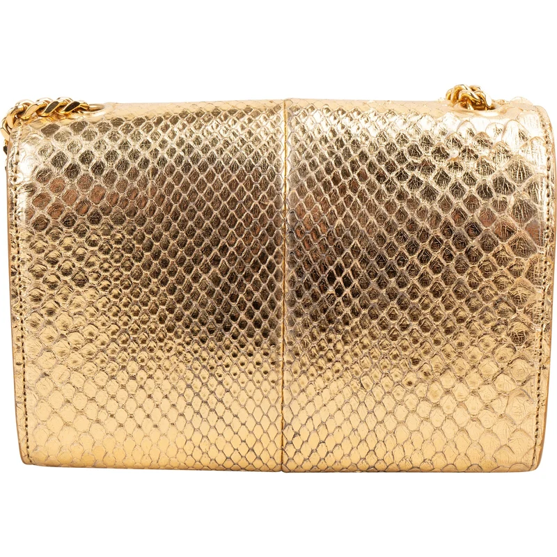 Yves Saint Laurent Gold Python-Embossed Leather Mini Kate Tassel Crossbody Bag