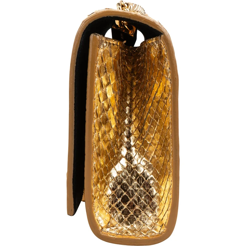 Yves Saint Laurent Gold Python-Embossed Leather Mini Kate Tassel Crossbody Bag