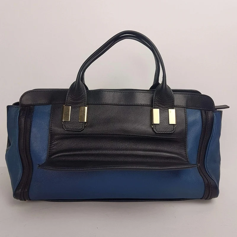 Chloe Blue/Black Leather Medium Alice Satchel Bag